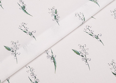 Фото ткани Хлопковый батист ландыши тип Dior, цвет - белый и цветы