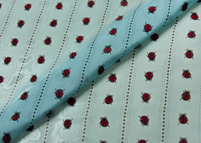 Фото ткани Шелковый шифон с рисунком, цвет - бирюзовый