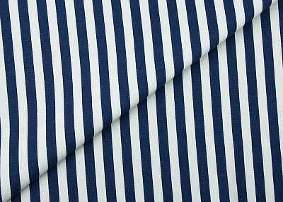 Фото ткани Хлопковая ткань, цвет - белый, темно-синий, полоска