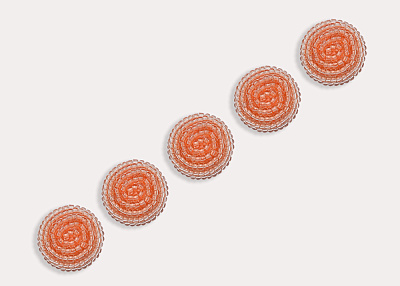 Фото ткани Пуговица из бисера, цвет - оранжевый