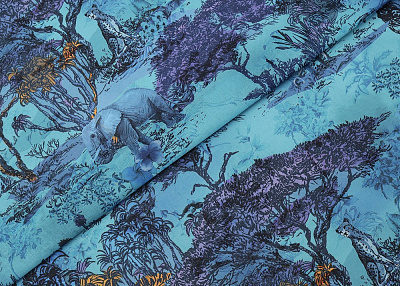 Фото ткани Хлопковый батист тип Dior с рисунком, цвет - бирюзовый