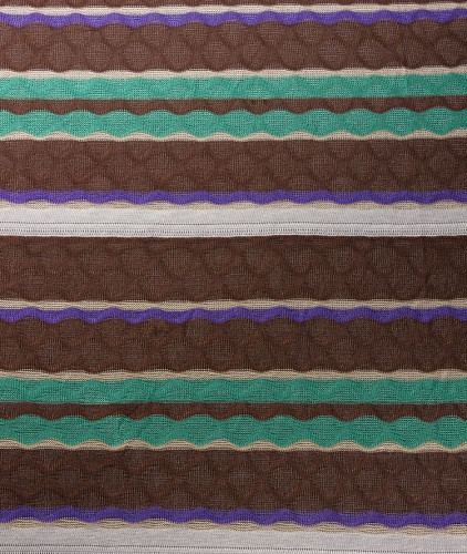 Вискоза тип Missoni, цвет - фиолетовый, коричневый, зеленый, полоска. Изображение 3