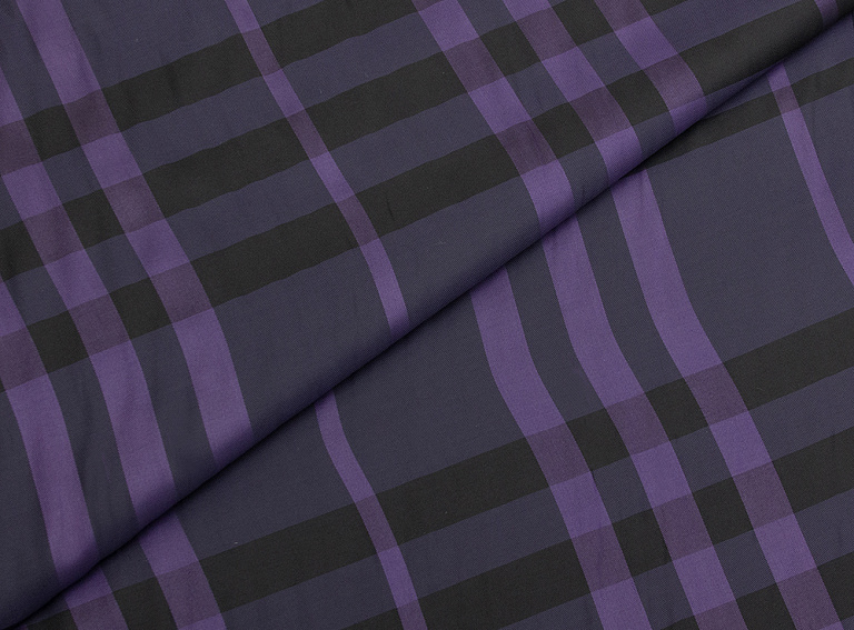 Фото ткани Подкладочная ткань с рисунком, цвет - фиолетовый и клетка