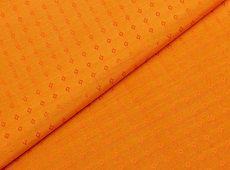 Фото ткани Подкладочная ткань, цвет - оранжевый с рисунком