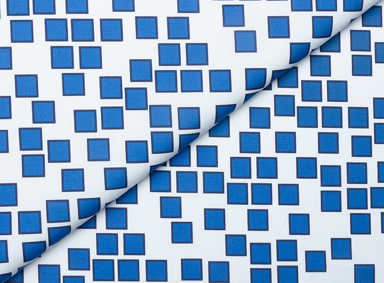 Фото ткани Хлопковая ткань тип Jil Sander, цвет - синий и белый, квадраты