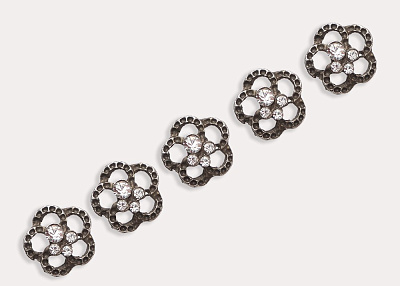 Фото ткани Пуговица в форме цветка (металл), цвет - серебро