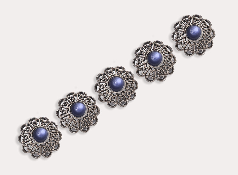 Фото ткани Пуговица, цвет - синий и серебро