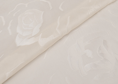 Фото ткани Шелковая органза тип Valentino с рисунком, цвет - айвори и цветы