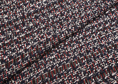 Фото ткани Хлопковый твид тип Chanel с люрексом, цвет - синий и красный