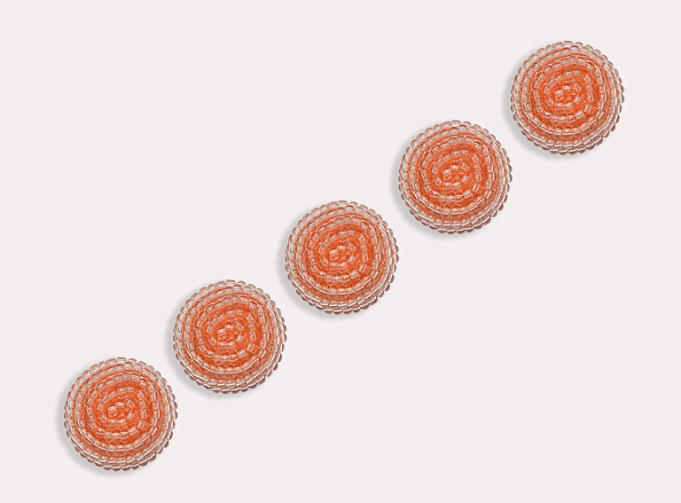 Фото ткани Пуговица из бисера, цвет - оранжевый