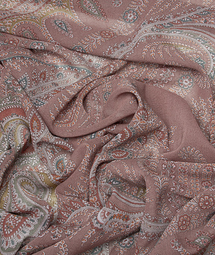 Шерстяной платок тип Etro (купон), цвет - зеленый, синий, пейсли. Изображение 3