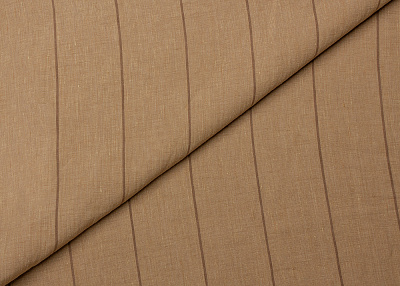 Фото ткани Льняная ткань тип Loro Piana, цвет - бежевый, коричневый, полоска