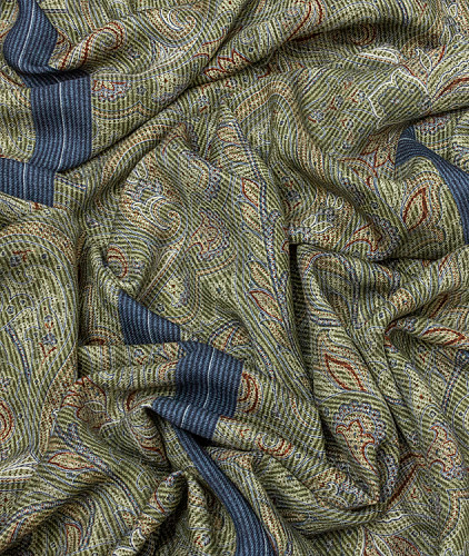 Кашемировая ткань тип Etro с рисунком, цвет - зеленый и пейсли. Изображение 3
