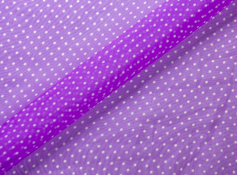 Фото ткани Шелковая органза в горох, цвет - фиолетовый