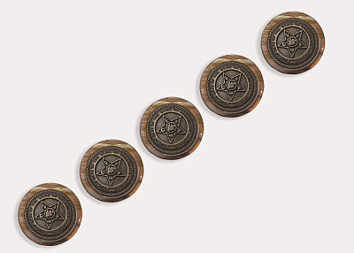 Фото ткани Пуговица круглая со звездой, цвет - коричневый