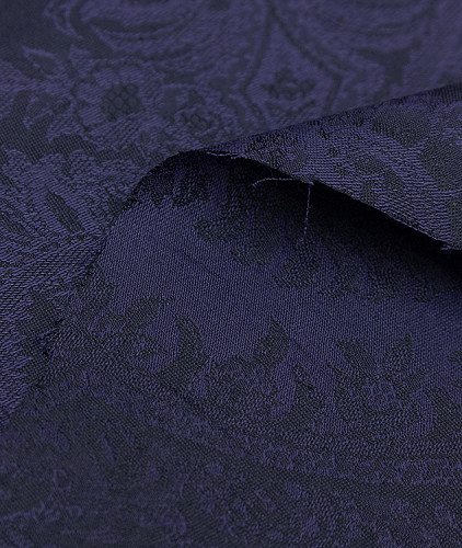 Хлопковая ткань тип Etro с рисунком, цвет - фиолетовый, черный, пейсли. Изображение 2