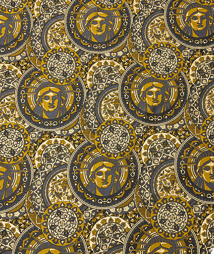 Шелковый жаккард тип Versace, цвет - золотой. Изображение 5