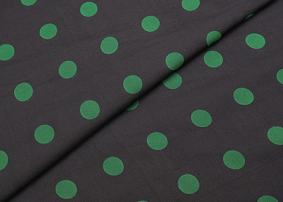 Фото ткани Шифон в горох тип Valentino, цвет - зеленый и темно-синий