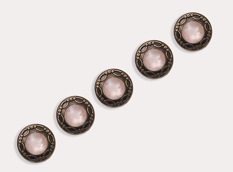 Фото ткани Пуговица круглая, цвет - розовый и бронза