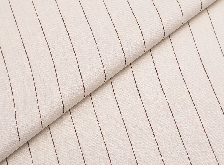Фото ткани Льняная ткань в полоску, цвет - молочный