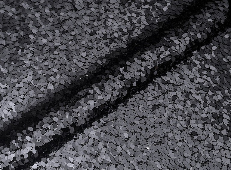 Фото ткани Пайетки на сетке, цвет - графит