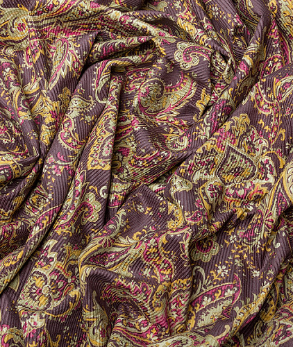 Хлопковый вельвет тип Etro, цвет - желтый, фуксия, пейсли. Изображение 4