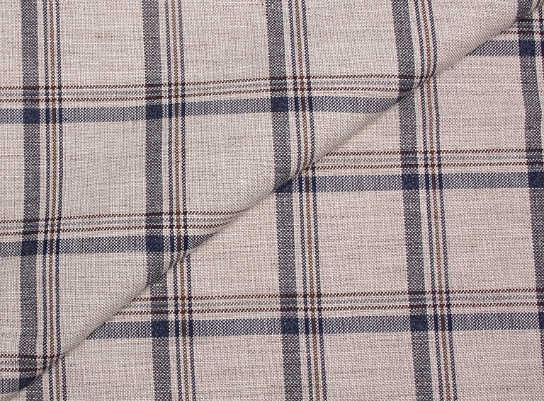 Фото ткани Альпака, цвет - серый, синий, коричневый, клетка