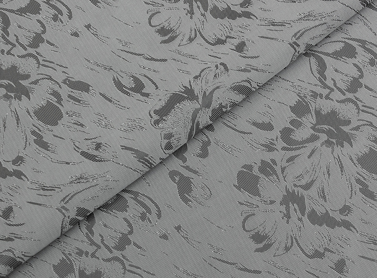 Фото ткани Подкладочная ткань с рисунком, цвет - серый и цветы