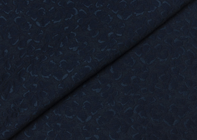 Фото ткани Хлопковый жаккард, цвет - темно-синий и цветы