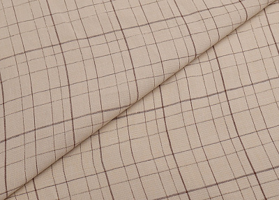 Фото ткани Льняная ткань тип Brunello Cucinelli с люрексом, цвет - бежевый и клетка