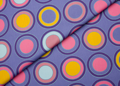 Фото ткани Хлопковая ткань, цвет - желтый, розовый, белый, сиреневый, горох