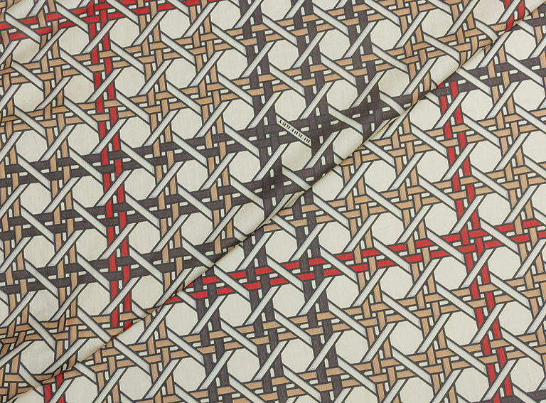 Фото ткани Хлопковая ткань тип Burberry с рисунком, цвет - бежевый и клетка