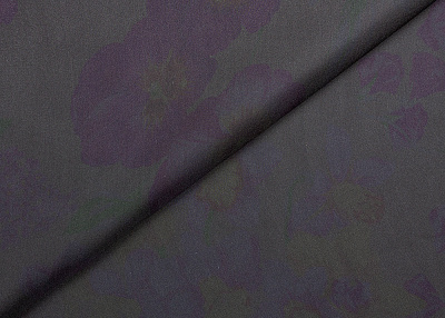 Фото ткани Шифон, цвет - черный, фиолетовый, цветы