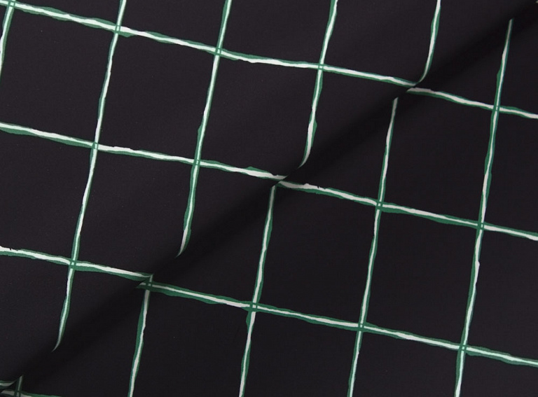 Фото ткани Вискоза, цвет - черный и клетка