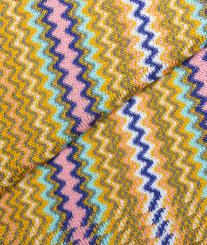 Хлопковый шарф тип Missoni, цвет - желтый, розовый, бирюзовый. Изображение 1
