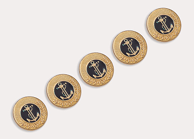 Фото ткани Пуговица круглая с якорем, цвет - черный и золотой