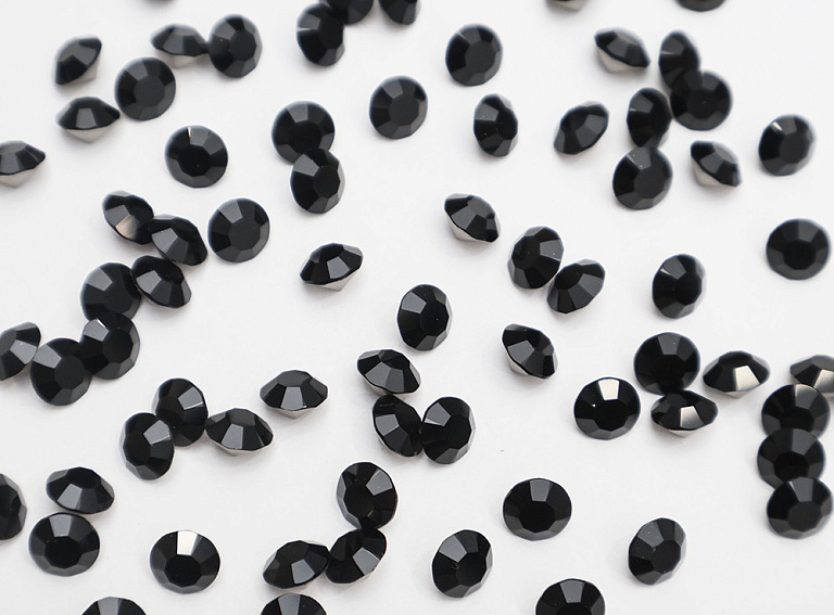 Фото ткани Стразы, цвет - черный