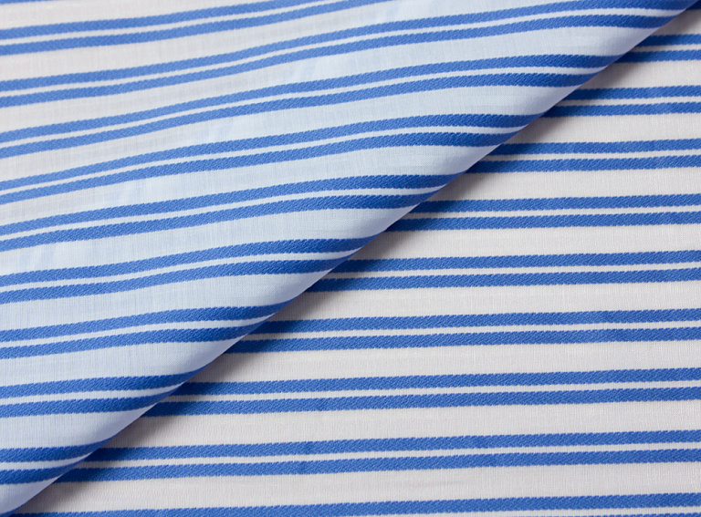 Фото ткани Хлопковая ткань, цвет - синий, белый, полоска