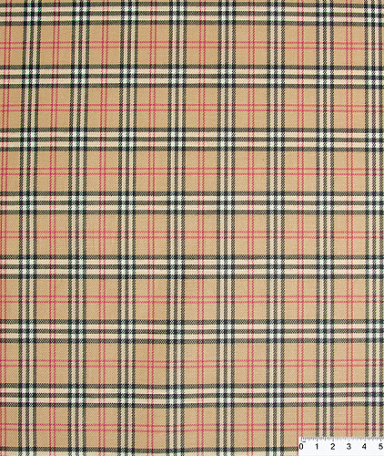 Плащевая ткань тип Burberry, цвет - бежевый, красный, черный, клетка. Изображение 2