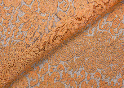Фото ткани Однотонное широкое кружево, цвет - персиковый