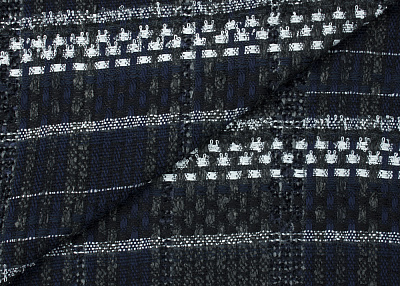 Фото ткани Костюмная ткань тип Chanel, цвет - белый, черный, полоска