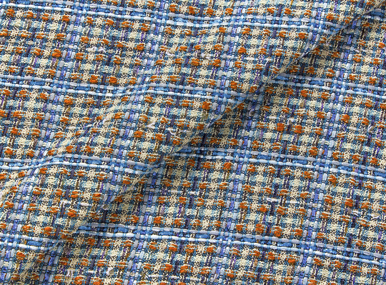 Фото ткани Ткань тип Chanel, цвет - синий и клетка