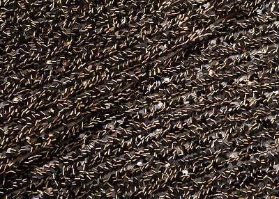 Фото ткани Пайетки на сетке с бисером, цвет - черный с золотом