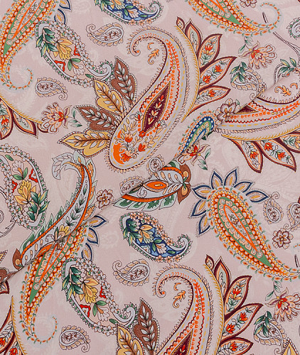 Натуральный шелк тип Etro, цвет - розовый, пейсли. Изображение 1