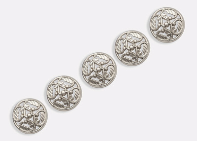 Фото ткани Пуговица узорная, цвет - серебро