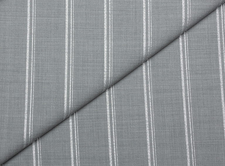 Фото ткани Шерстяная ткань, цвет - серый, серебро, полоска