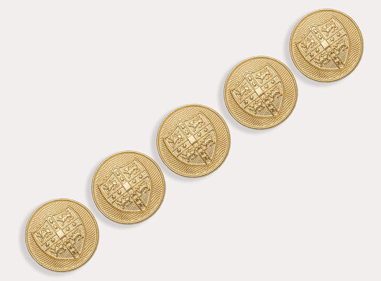 Фото ткани Пуговица круглая с гербом (средняя) металлическая, цвет - золотой