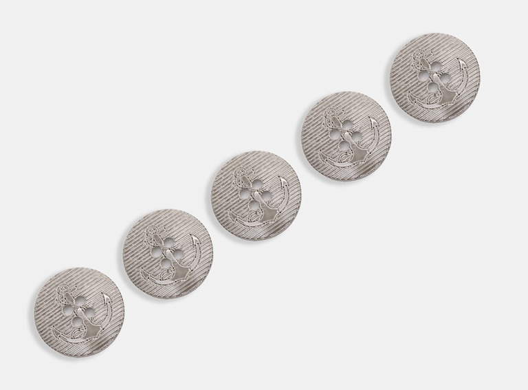 Фото ткани Пуговица круглая с якорем (пластиковая), цвет - серый