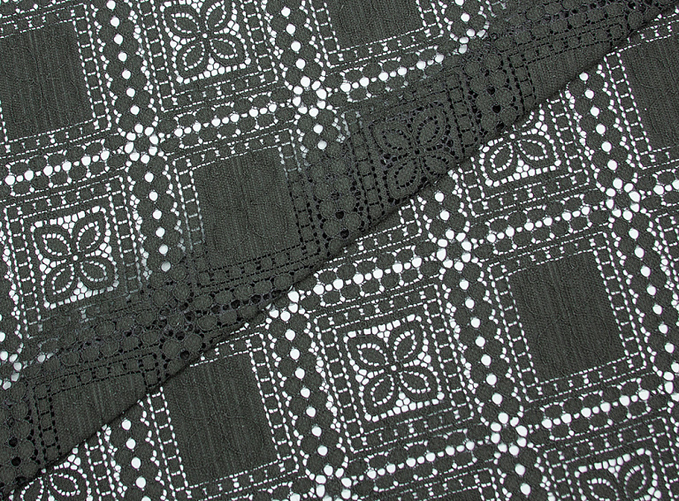 Фото ткани Кружево тип Dior с рисунком, цвет - черный