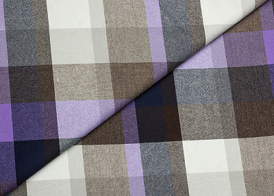 Фото ткани Кашемировая ткань тип Loro Piana на мембране, цвет - серый, белый, коричневый, сиреневый, клетка
